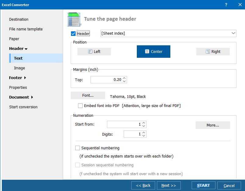 Excel Converter Header