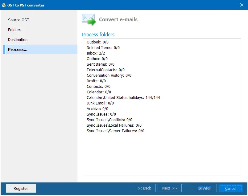 OST to PST Converter Process