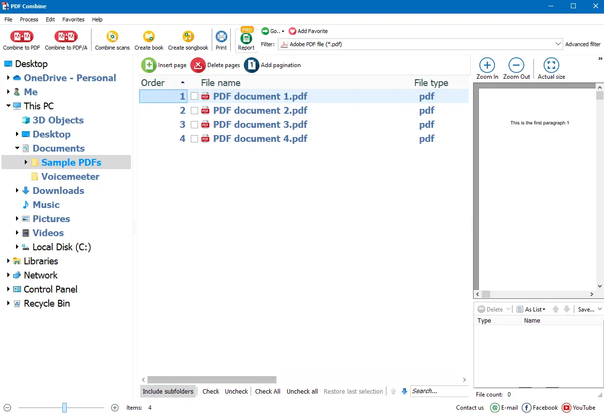 Merge PDFs - step 2 - select the folder