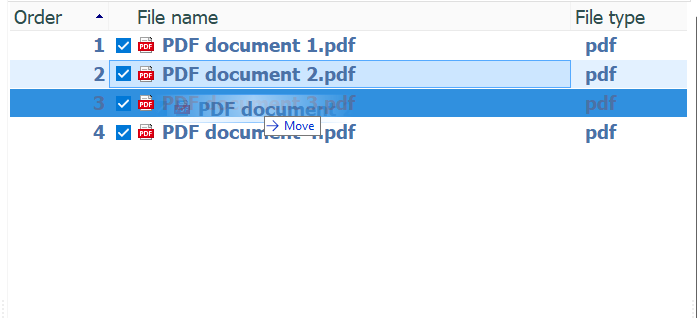 Merge PDFs - step 4 - organizing PDF Combine