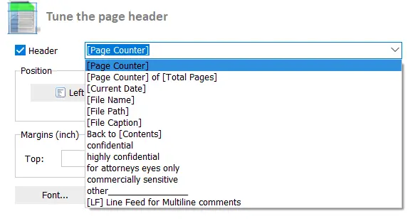PDF Printer Wizard Header