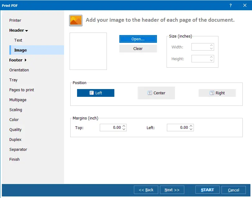 PDF Printer Wizard Header Image