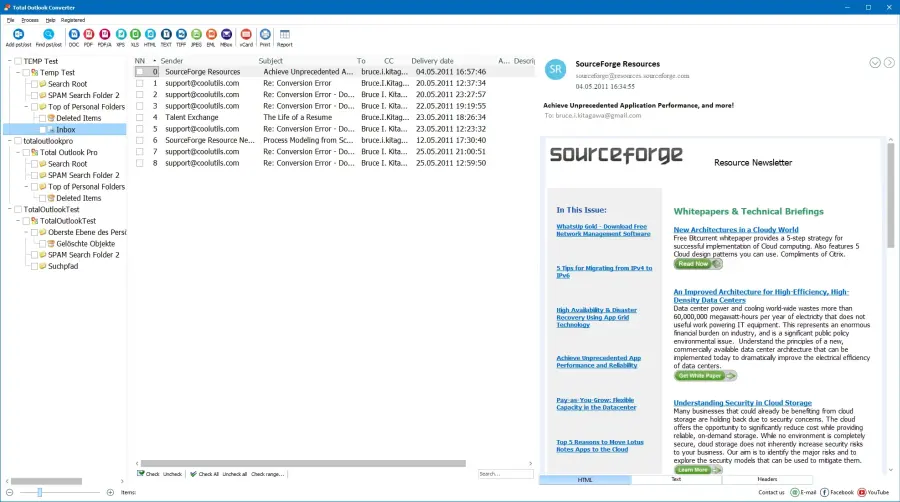 Outlook email in the TXT file format