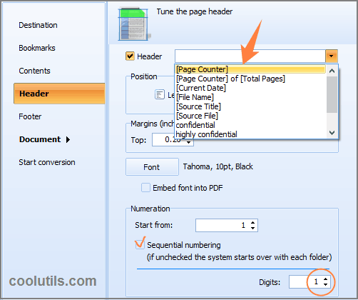 combinare pdf aggiungere numeri di pagina